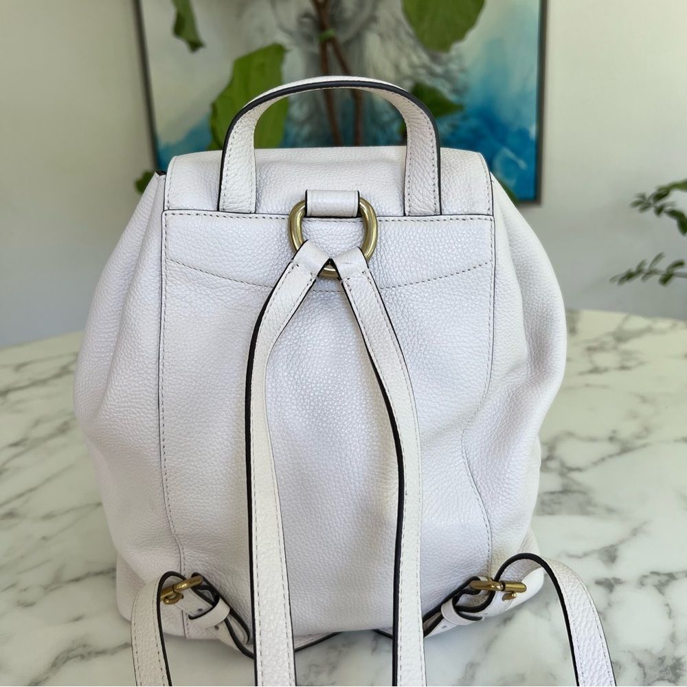 Coach Evie Polished Pebble Leather Backpack Chalk White Brass 68380 - Picture 16 of 16